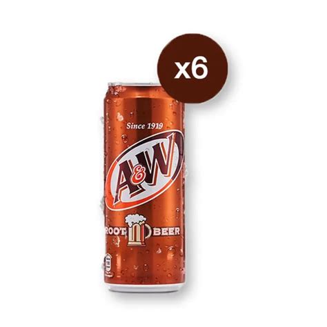 Aandw Soft Drink Root Beer Flavor 325 Ml Pack 6เอแอนด์ดับบลิว น้ำอัดลม กลิ่นรูทเบียร์ 325 มล แพ