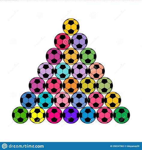 Colorful Football is Stacked in a Pyramid Type Arranged. Vector Stock ...