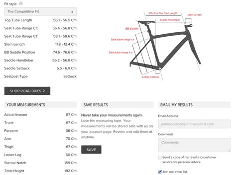 Fuji Bike Size Chart