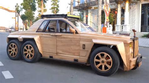 Six-Wheeled Rolls-Royce Made From Wood Is A Big, Drivable Toy