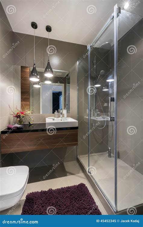 Modern Luxury Bathroom with Shower Stock Image - Image of metal, chrome ...