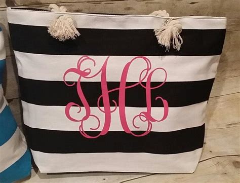 Monogrammed Beach Bag Bridal T Monogrammed Tote Fuschia Monogram