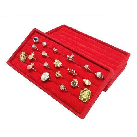 Wholesale Red Velvet Jewelry Display Organizer Storage Case Velvet