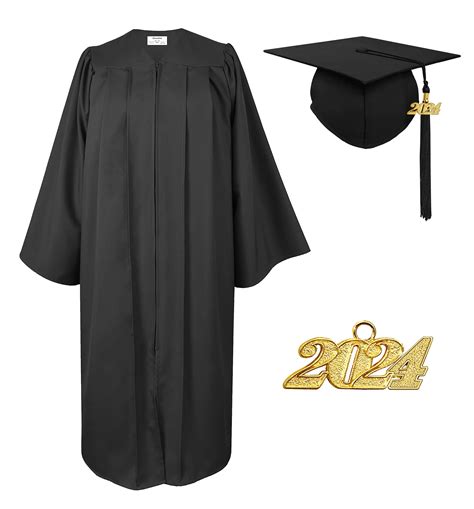 Matte Graduation Cap And Gown 2024 Tassel Adults Set For High School And Bachelor