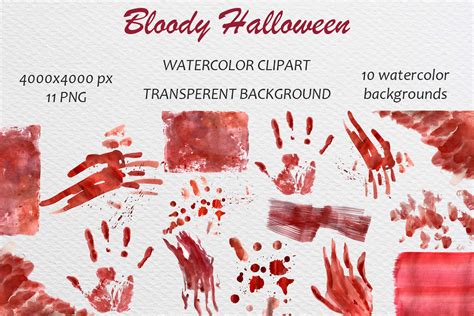 Bloody Halloween Watercolor Clip Art Set Graphic by larisa1522 ...