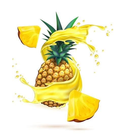 Claboussure De Jus R Aliste De Vecteur Avec La Tranche D Ananas D