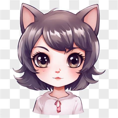 Baixe Garota De Desenho Animado Kawaii Com Orelhas De Gato Cinzas E