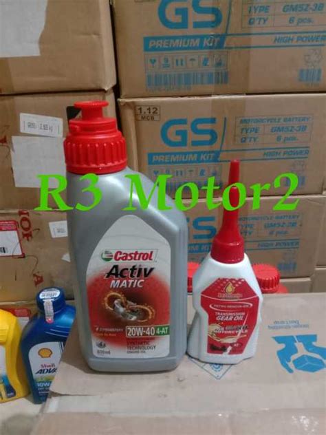 PAKET OLI CASTROL MATIC ACTIV 0 8L 20W 40 PLUS GARDAN PETROASIA 120ML