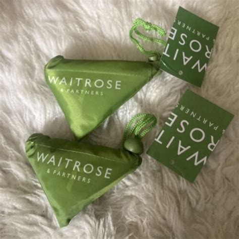 2 Waitrose Partner Green Core Pouch Bag Reusable Shopping Tote Bag