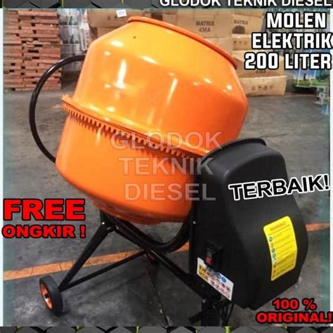 Jual Terpopuler Mesin Alat Aduk Semen 200 L Molen Mini Listrik Elektrik