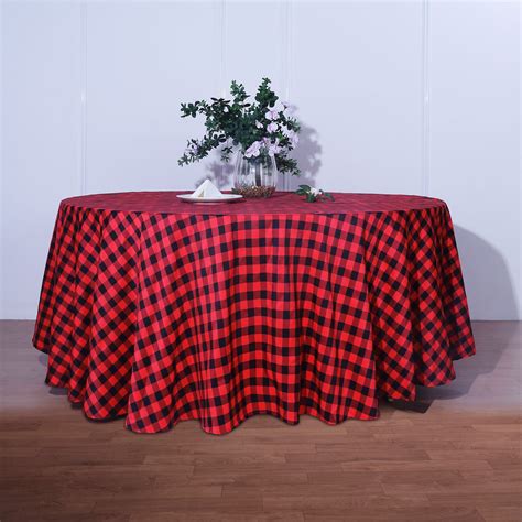 Buy Buffalo Plaid Tablecloth Round Black Red Checkered