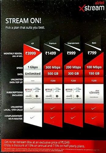 Wired AIRTEL Xstream Fiber Broadband, 1Gbps, DSL at Rs 799/piece in Kochi