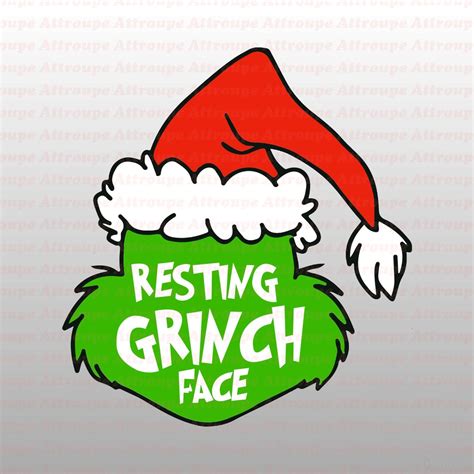 Resting Grinch Face Christmas Dr Seuss SVG 7 Svg Dxf Etsy