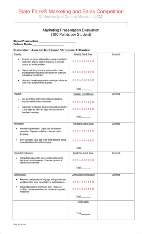 Free 9 Marketing Evaluation Form Samples And Templates In Pdf Ms Word