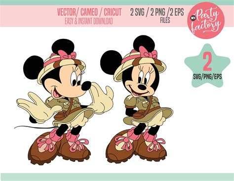 Safari Minnie Mouse Clipart Svg Png Eps Vector Digital Etsy