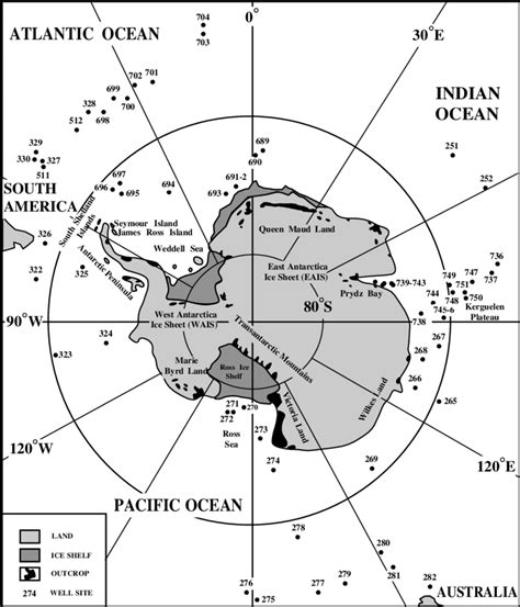 Geographic Map Of Antarctica And Locations Of Dsdp And Odp Drill Sites