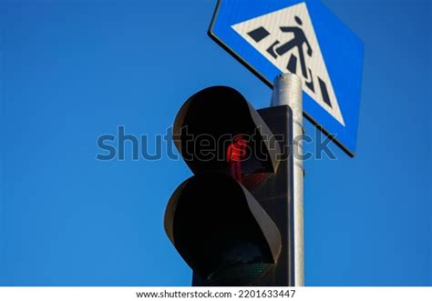 Pedestrian Traffic Light Sign Red Color Stock Photo 2201633447 ...