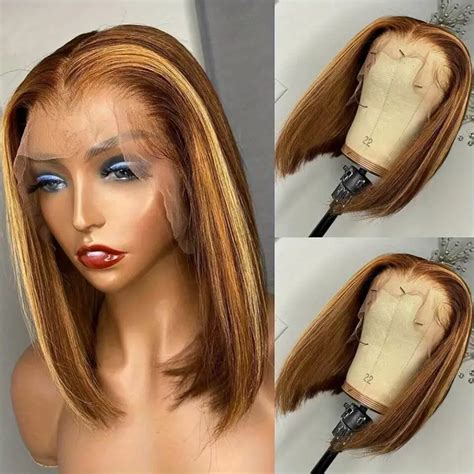 180 Density Highlight Gradient P427 Straight Bob Hair Wig Temu