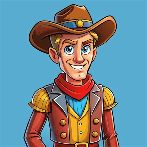 Um desenho animado de um cowboy um chapéu de cowboy e um chapéu