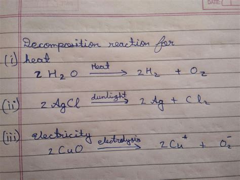 Write One Equation Each For The Decomposition Reactions Where Energy Is