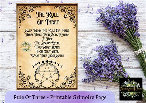 The Rule Of Three Laws Of Wicca Printable Book Of Shadows Page