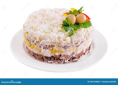 Salad of Ground Meat, Eggs and Cheese Stock Photo - Image of isolated ...