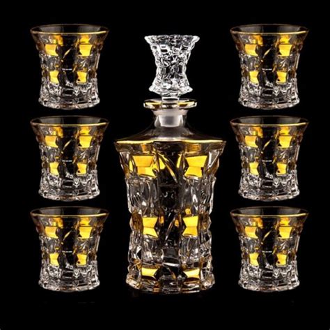 Crystal Whiskey Decanter Set And 6 Glasses Decanterx