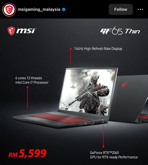 Msi Gf65 Thin 9sexr Computers And Tech Laptops And Notebooks On Carousell