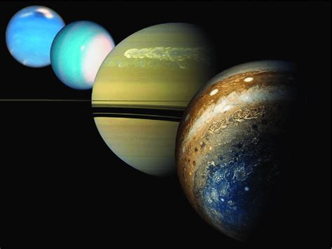 The Four Giant Planets Shown To Scale From Closest To Furthest Or