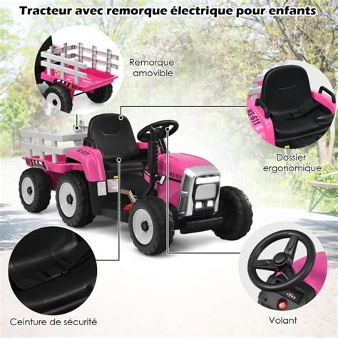 Dreamade Tracteur Enfant Avec Remorque Amovible Voiture P Dales Avec