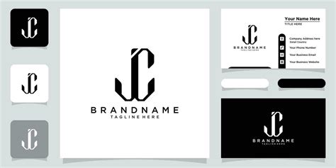 Initial Letters Jc Shape Monogram With Business Card Design Premium