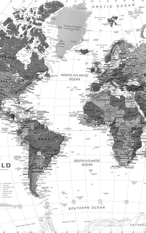 Black And White World Map Wallpaper