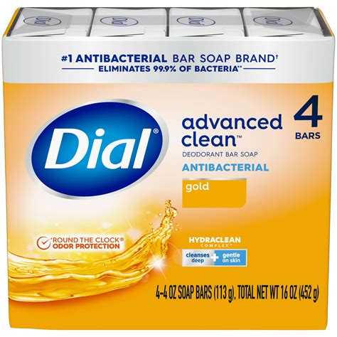 Dial Antibacterial Deodorant Bar Soap Advanced Clean Gold 4 Oz 4