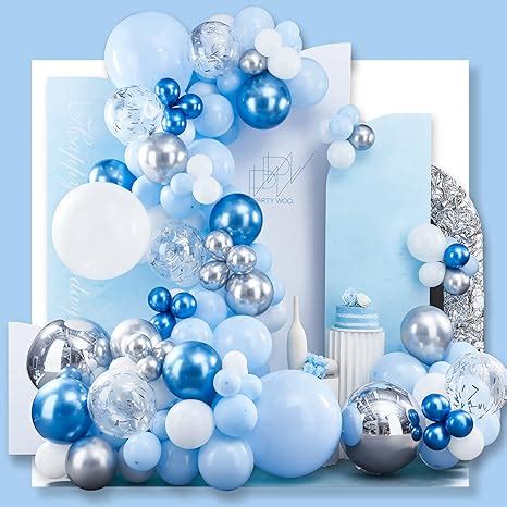 Amazon Partywoo Blue Balloon Garland Kit Pcs Blue And White