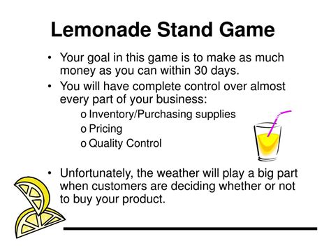 PPT - 2.02 Lemonade Stand Game PowerPoint Presentation, free download - ID:5820071