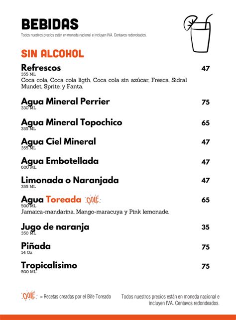 Bebidas Sin Alcohol Menu Digital