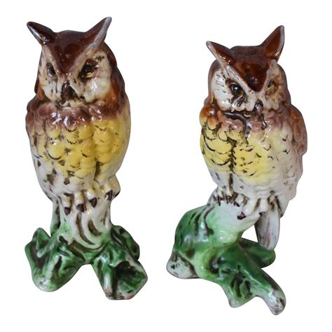 Vintage Italian Ceramic Owl Figurines A Pair Chairish