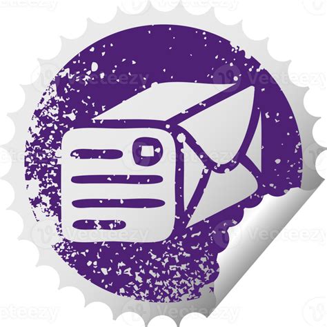 Distressed Circular Peeling Sticker Symbol Of A Paper Parcel Png