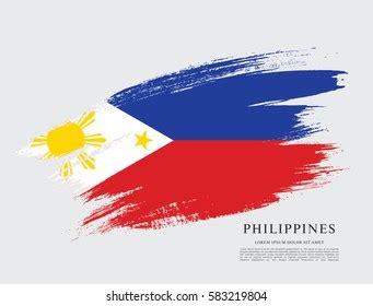 Flag Philippines Brush Stroke Background Stock Vector Royalty Free