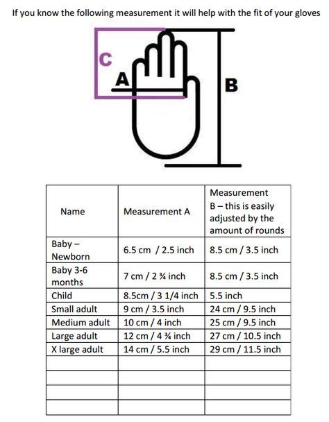 Crochet Mittens Size Chart | Patterns For You