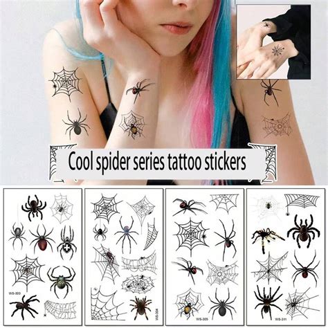 Random 10pcs Spider Temporary Tattoo Stickers Black Friday New Arrival