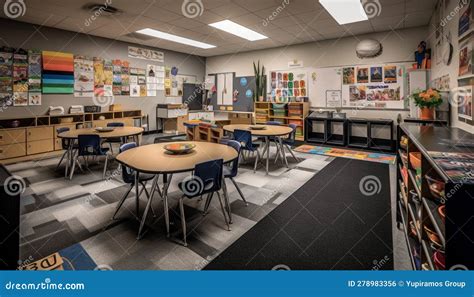 Modern Classroom Design With Technology For Learning And Creativity Indoors Generated By Ai