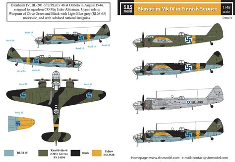 Bristol Blenheim Mk Iv Finnish Air Force Ww Ii Decals For