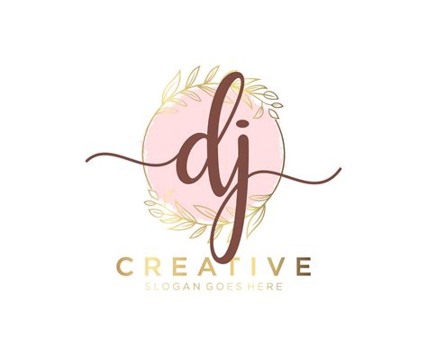 Initial Dj Feminine Logo Usable For Nature Salon Spa Cosmetic And