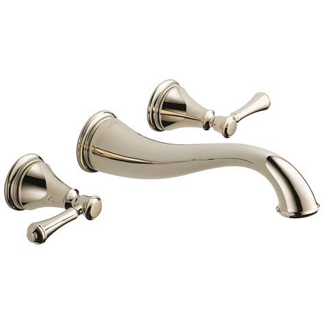 Delta Cassidy Polished Nickel Wall Mount 2 Handle Watersense Bathroom Sink Faucet T3597lf Pnwl