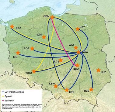 Krajowe trasy lotów w Polsce