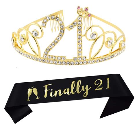 Buy Din 21st Birthday Tiara And Sash Happy 21st Birthday Party Supplies