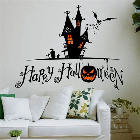 Haunted Halloween Pumpkin Glass Window Wall Stickers Happy Halloween ...