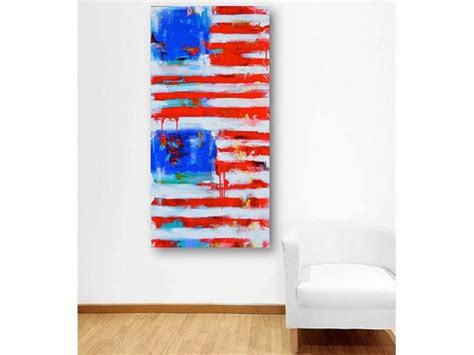 an american flag painting hanging on the wall