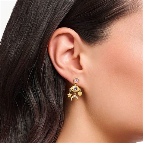 Boucles d oreilles Oeil en Plaqué Or Jaune Thomas Sabo Ocarat